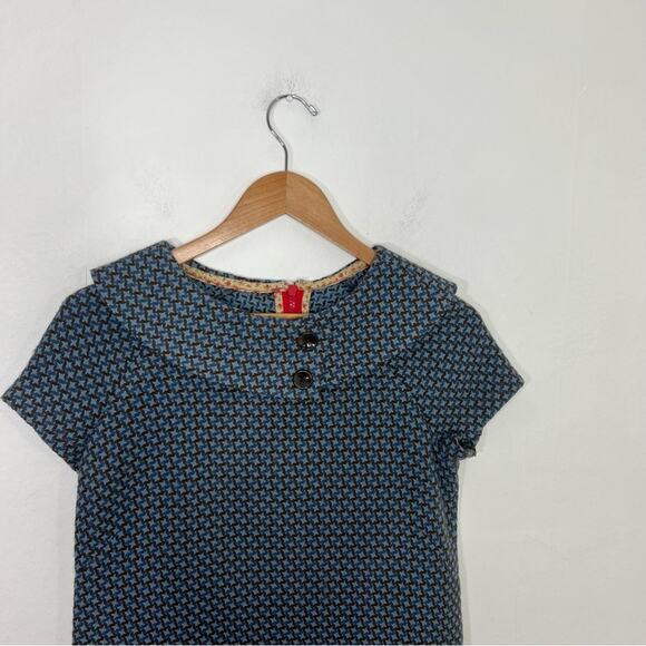 Beebop & Wally Madeline Blue Star Wool Vintage Mod Dress Size XS - Picture 7 of 13